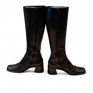 Vintage Prada Black Leather Knee-High Boots size 38.5